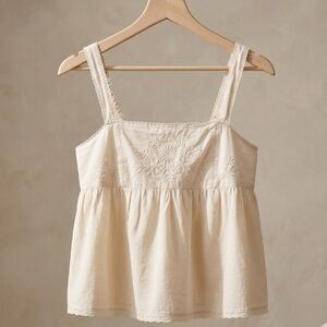 GAP Cream Embroidered Cotton Camisole Top
